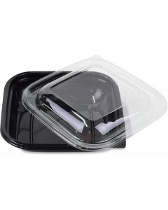 Square Black Salad Bowl with Clear Lid (Comb) 240 X  Plastic Box 