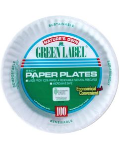 Uncoated White Paper Plates - Green Label- 6 inch 1200 X  Tray 