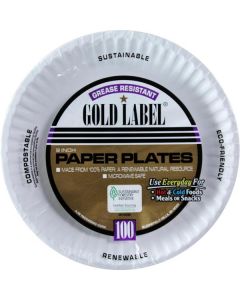 White Paper Plates - Gold Label - 9 Inch 1200 X  Tray 