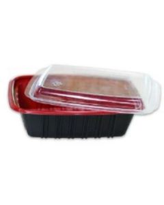 Rectangular Red & Black Microwave Container with Lid 300 X  Plastic Box 