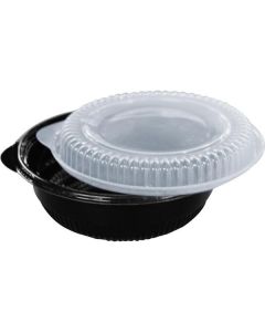 Black Microwave Container Bowl with Lid Vented 500 X  Piece 