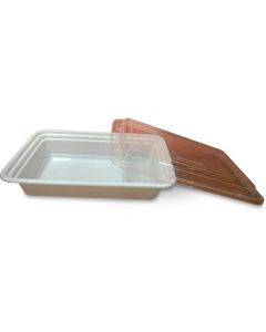 Rectangular White Microwave Container with Lid 150 X  Tray 