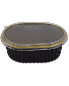 Oval Black & Gold Microwave Container with Lid 250 X  Piece 