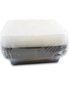 Plastic Black Rectangular Microwave Container with Lid 150 X  Piece 