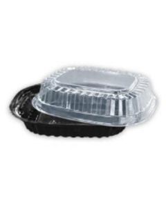 Rectangular Black Microwave Container with Lid Shallow (OPS) 200 X  Piece 