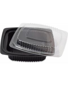 Rectangular Black Microwave Container with Lid Shallow (OPS) 250 X  Piece 