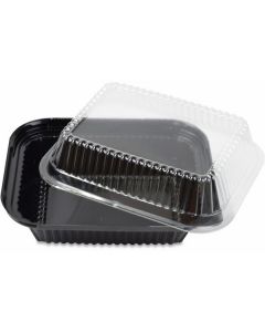 Rectangular Black Microwave Container with Lid Shallow (OPS) 400 X  Piece 