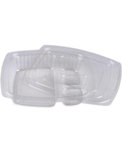 Clear Plastic Tray 3 Compartments with Flat Lid 300 X  Piece 