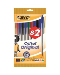 Cristal Ballpoint Pens Assorted Colors 10 X  Piece 