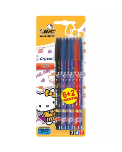Hello Kitty Cristal Ballpoint Pen - Assorted Colors 8 X  Piece 