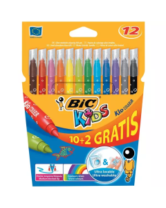 Kid Couleur Felt Tip Coloring Pens - Assorted Colors 12 X  Piece 