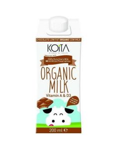 Chocolate Low Fat Organic Cow Milk 24 X  Tetrapack (200 ml)