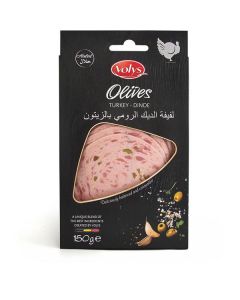 Sliced Turkey Mortadella With Olives   