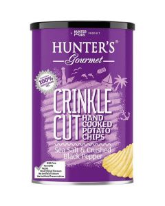 Hand Cooked Potato Chips Crinkle Cut Sea Salt & Crushed Black Pepper 12 X  Plastic Jar 