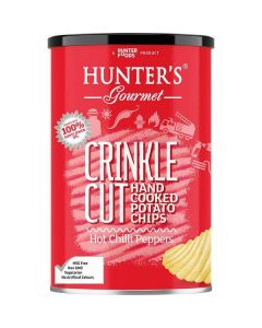 Hand Cooked Potato Chips Crinkle Cut- Hot Chilli Peppers 12 X  Plastic Jar 