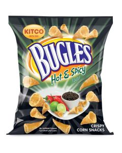 Crispy Corn Snacks With Hot & Spicy Flavor - Bugles 80 X  Pouch 