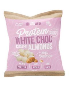 Protein White Chocolate Coated Treats - Almonds 10 X  Pouch 