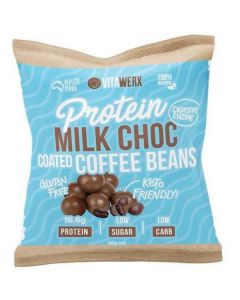 Protein White Chocolate Coated Treats - Coffee Beans 10 X  Pouch 